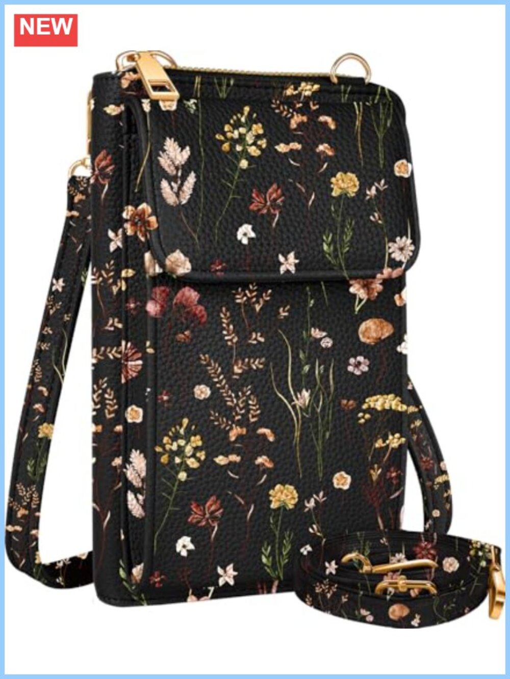 Leather Crossbody Phone Bag with Handle & Card Slots
